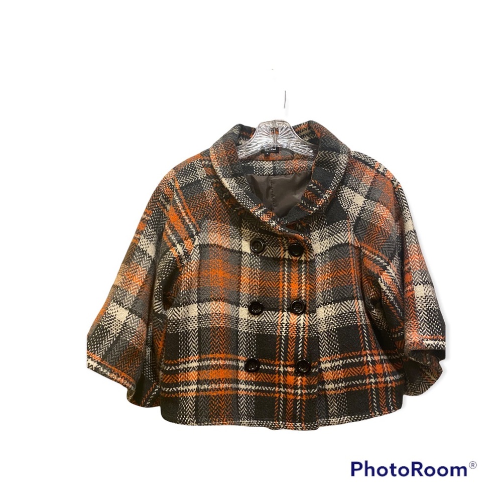 Very J Plaid Peacoat